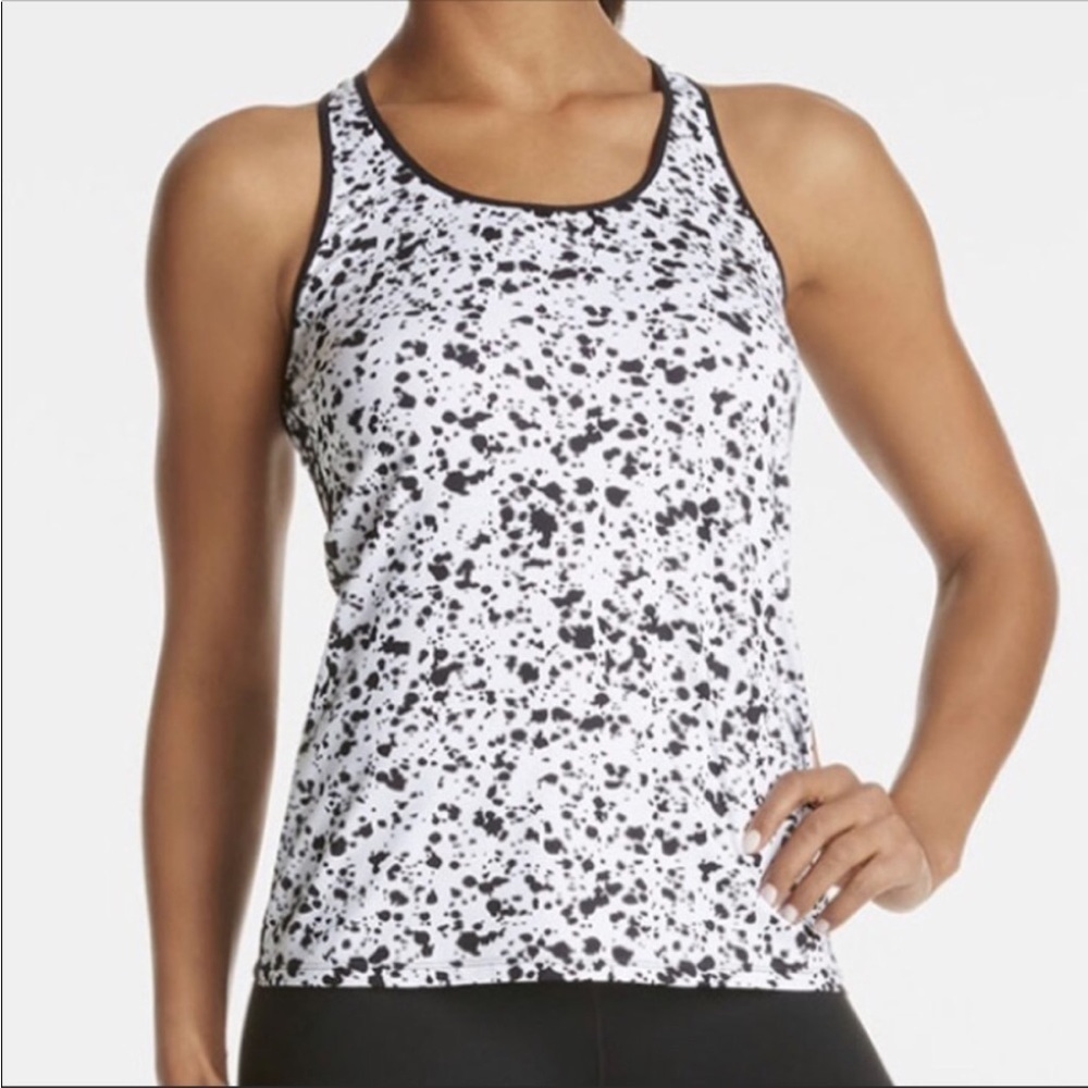 Fabletics Eiffel Black White Splatter Racer Back Tank Small